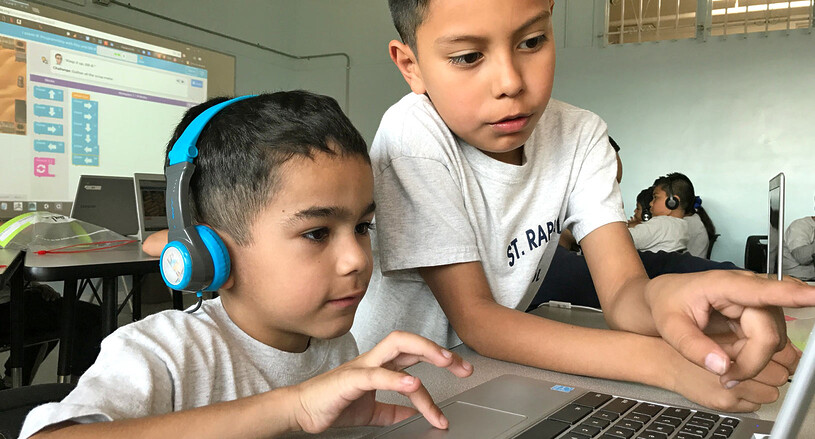 Students in a Catholic Schools Collaborative school working in computer lab