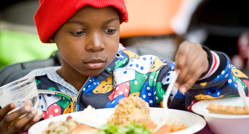 Child Eating at Union Rescue Mission